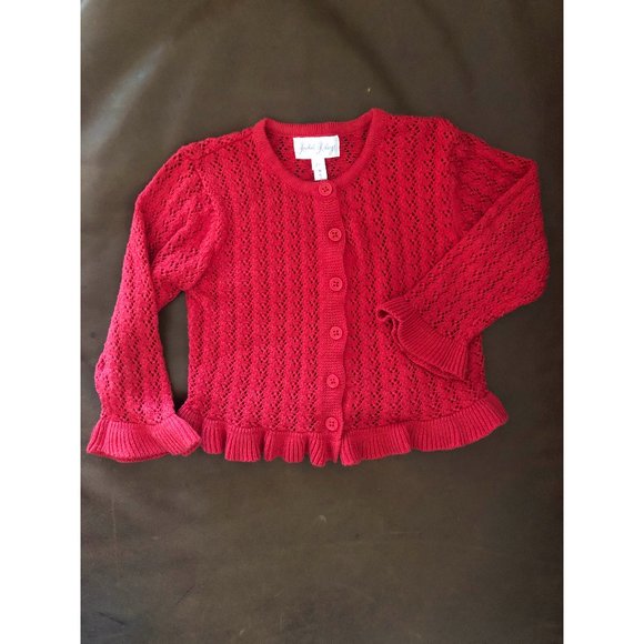 Dainty Eyelet Red sweater with Ruffle Detail ❤️ - Picture 1 of 2
